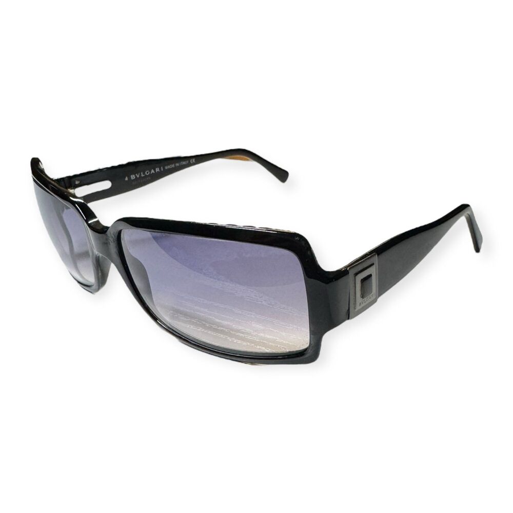 BVLGARI 830 Rectangle Sunglasses Black Frames Gradient Gray/Purple Lenses‎ VTG